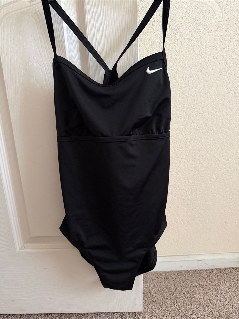 Nike Black Girls' One-Piece Swimwear with White Swoosh